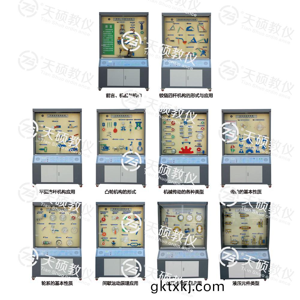 TSSMB-1型(xing) 機(jī)(ji)械(xie)基礎(chǔ)(chu)陳列(lie)櫃(gui)（10箇(ge)分(fen)櫃(gui)，帶智能語(yu)音(yin)講解(jie)）